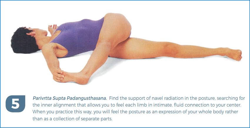 Reclining Big Toe Pose (Supta Padangusthasana) With Variations With Donna Farhi Navel Radiation Supporting Movement